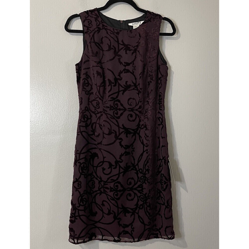 Vintage RAMPAGE Y2K Velvet Sleeveless Maxi Dress Size 5‎ Small Burgundy NWT 90s